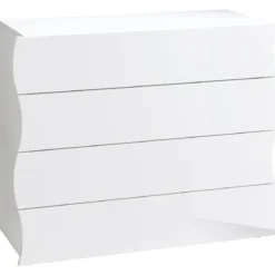 Como a 4 Cassetti Cassettiera in Legno Mobile Bianco Lucido da Ingresso