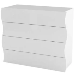 Como a 4 Cassetti Cassettiera in Legno Mobile Bianco Lucido da Ingresso