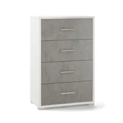 Como Cassettiera Grigio Ossido 4 Cassetti Ufficio Camera da Letto Moderna Legno