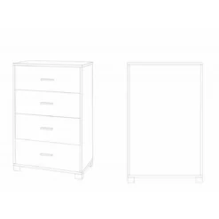 Como Cassettiera Nero Noce 4 Cassetti da Ufficio Camera Documenti Legno