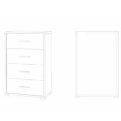 Como Cassettiera Noce 4 Cassetti da Ufficio Camera Documenti in Legno