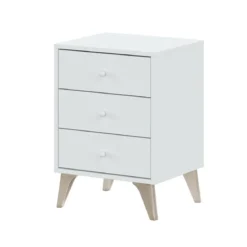 Comodino 40 Bianco 3 Cassetti Cassettiera Camera Letto Studio Moderno Cameretta