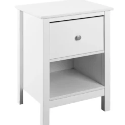 Comodino Camera da Letto con Cassetto Vano Portaoggetti Legno Bianco