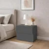 Comodino 2 Cassetti Antracite Opaco in Legno Camera da Letto