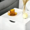 Comodino 2 Cassetti Gambe in Legno Bianco Moderno Camera da Letto
