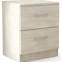 Comodino 2 Cassetti Rovere Chiaro Bianco Ges Camera da Letto Moderno