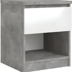 Comodino 1 Cassetto Vano Contenitore Effetto Cemento per Camera da Letto