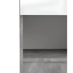 Comodino 1 Cassetto Vano Contenitore Effetto Cemento per Camera da Letto