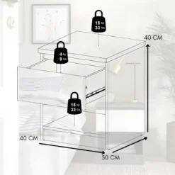 Comodino 1 Cassetto Vano Contenitore Effetto Cemento per Camera da Letto