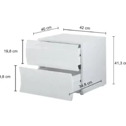 Comodino con 2 Cassetti Beige Cachemire in Legno Camera da Letto