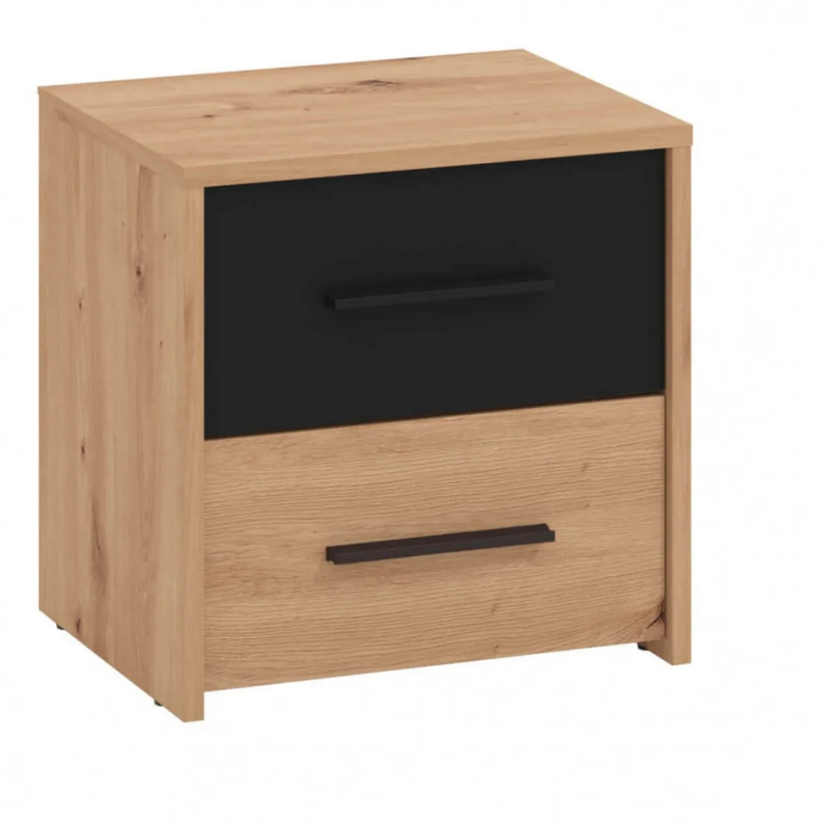 Comodino con 2 Cassetti per Camera da Letto Mobile in Legno Bicolore