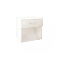 Comodino in Legno Bianco per Camera Cameretta Salvaspazio con Cassetto