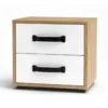 Comodino Rovere e Bianco 2 Cassetti con Maniglie Nere 44x32x41 cm