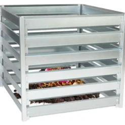 Compostiera da Giardino 704L in Acciaio Zincato 91x91x85cm