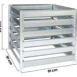 Compostiera da Giardino 704L in Acciaio Zincato 91x91x85cm