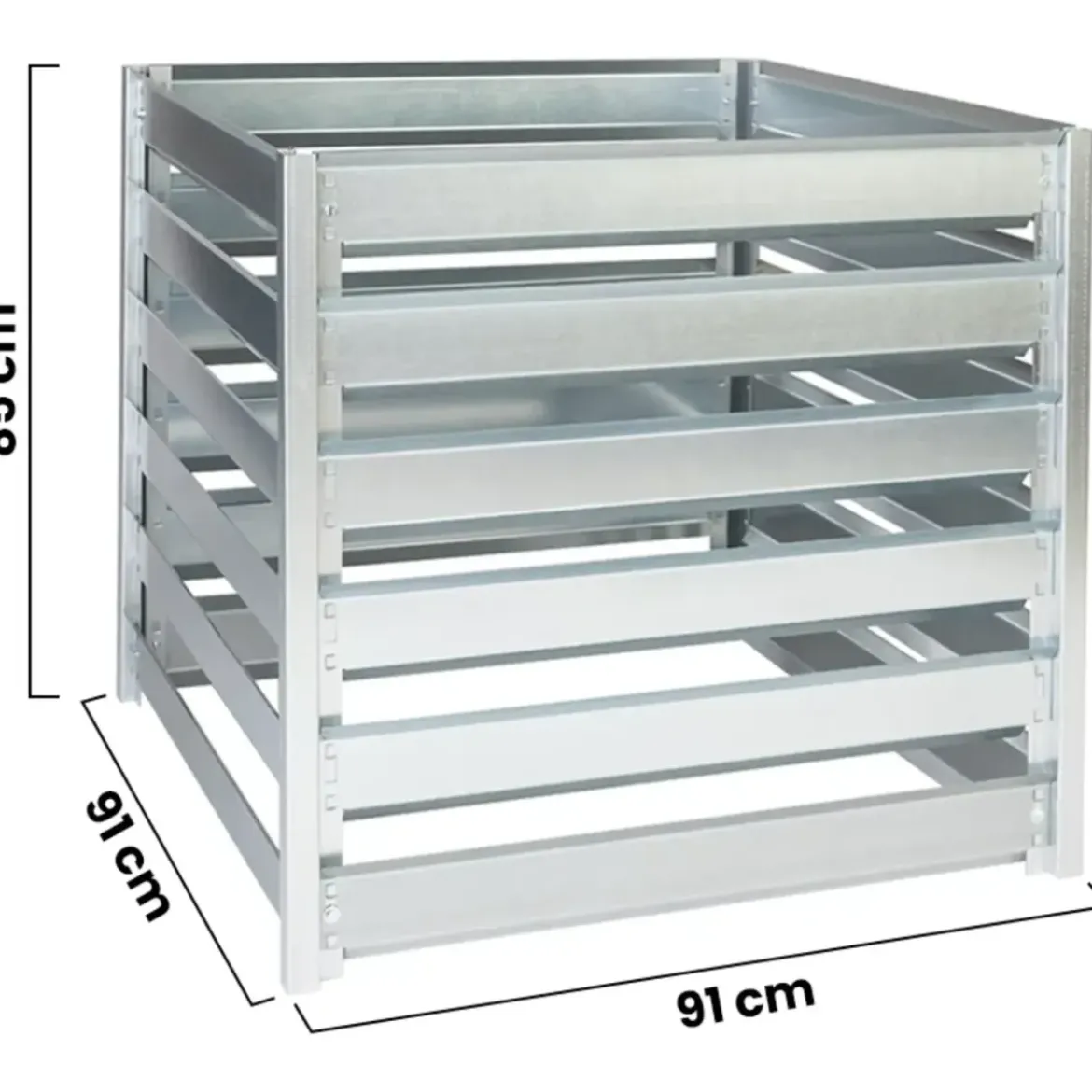 Compostiera da Giardino 704L in Acciaio Zincato 91x91x85cm