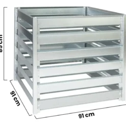 Compostiera Doppia da Giardino 1408L in Acciaio Zincato 182x91x85cm