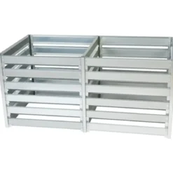 Compostiera Doppia da Giardino 1408L in Acciaio Zincato 182x91x85cm