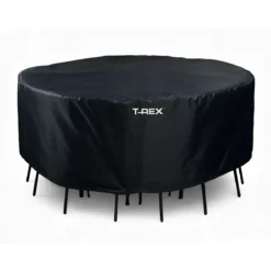 Copertura Tavolo e Sedie Ø193 h 89 cm Poliestere Nero Impermeabile