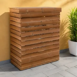 Copri Climatizzatore Esterno XL Legno Termotrattato con Lamelle Fisse