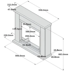 Cornice Decorativa Tagu Frode Finto Caminetto Bianco in Legno da Incasso