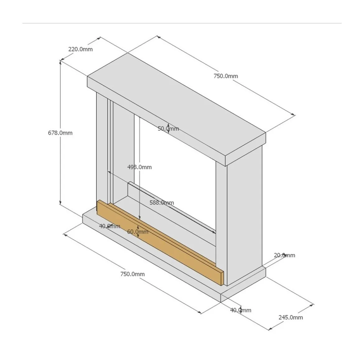 Cornice Finto Camino Decorativa Tagu Hagen Caminetto in Legno MDF Nero