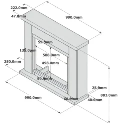 Cornice per Caminetto Elettrico Beige Tagu Frode in Legno MDF Camino