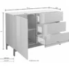 Credenza Alta Bianco Lucido 110x40x73cm 1 Anta e 3 Cassetti