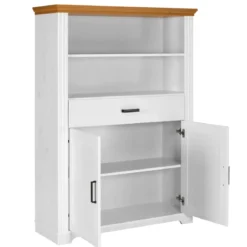 Credenza Alta da Cucina in Legno Bianco Rovere Ante Cassetti Ripiani