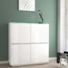 Credenza Alta da Soggiorno 100 cm Bianco Laccato Lucido 4 Ante 6 Vani