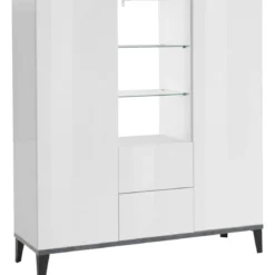 Credenza Alta per Soggiorno 120x40x132,5 Bianco Ardesia