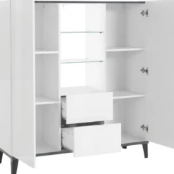 Credenza Alta per Soggiorno 120x40x132,5 Bianco Ardesia