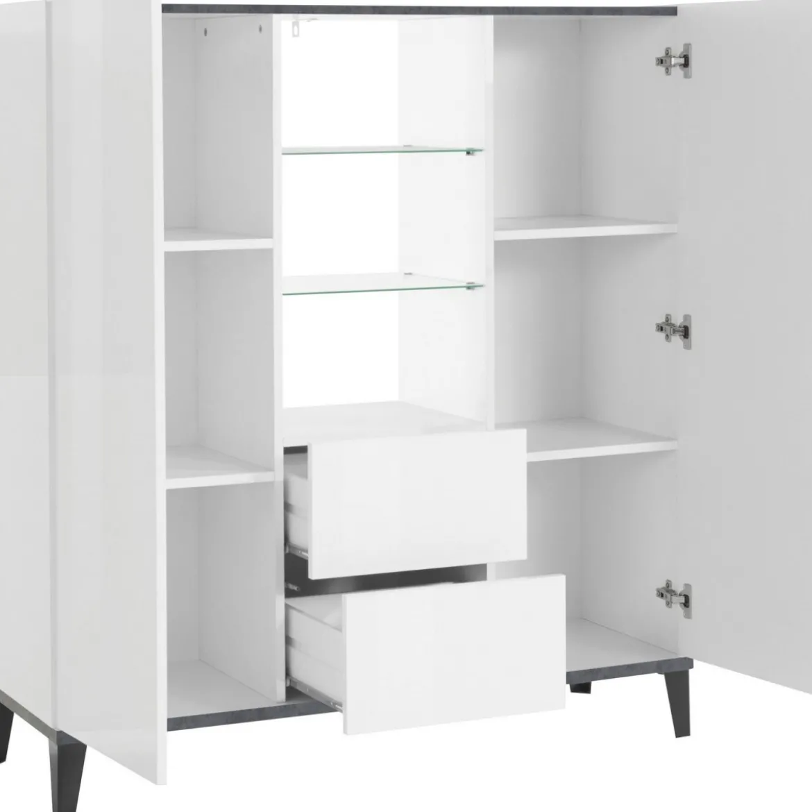Credenza Alta per Soggiorno 120x40x132,5 Bianco Ardesia
