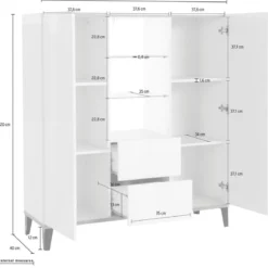 Credenza Alta per Soggiorno 120x40x132,5 Bianco Ardesia