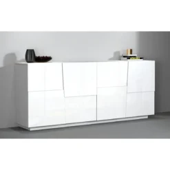 Credenza 4 Ante Bianco Laccato Madia 2 Ripiani Soggiorno Moderno