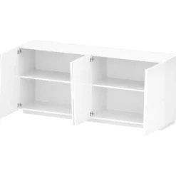 Credenza 4 Ante Bianco Laccato Madia 2 Ripiani Soggiorno Moderno