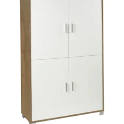Credenza 4 Ante Noce Bianco Madia Buffet Ripiani Ufficio Dispensa Piattaia