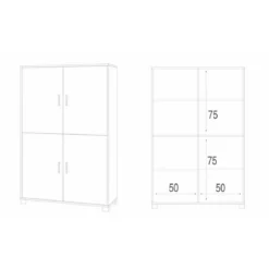 Credenza 4 Ante Noce Bianco Madia Buffet Ripiani Ufficio Dispensa Piattaia