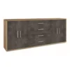 Credenza Armadio 4 Ante 4 Cassetti Noce Nero 200 cm Basso in Legno Tv