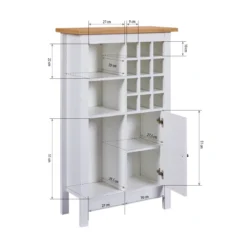 Credenza Cantina Porta Vino Bianco Rovere 76,8 x 33 x 124,4 cm