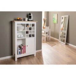 Credenza Cantina Porta Vino Bianco Rovere 76,8 x 33 x 124,4 cm