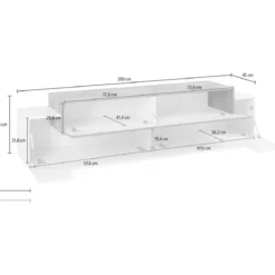 Credenza con Ante a Ribalta 200 Porta TV Bianco Cemento Basso Soggiorno