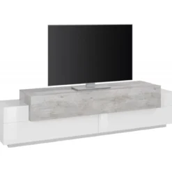 Credenza con Ante a Ribalta 200 Porta TV Bianco Cemento Basso Soggiorno