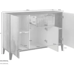 Credenza con 3 Ante 1 Cassetto 120x40x82 Bianco Ardesia