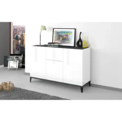 Credenza con 3 Ante 1 Cassetto 120x40x82 Bianco Ardesia