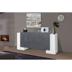 Credenza con Ante e Cassetti da 210 Bianco e Grigio Madia per Ingresso