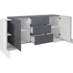 Credenza con Ante e Cassetti da 210 Bianco e Grigio Madia per Ingresso