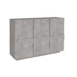 Credenza con 3 Ante Mobile Cemento Moderno per Soggiorno 120 cm Basso