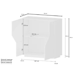 Credenza con 2 Ante Mobile in Legno Bianco Lucido 80 cm da Ingresso