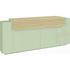 Credenza Cucina Soggiorno Verde Salvia Rovere 5 Ante Battenti Ribalta